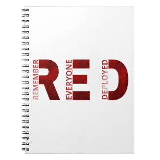 RED MILITARY TYPOGRAPHY レメンバー・エブリワン・デプロイド ノートブック