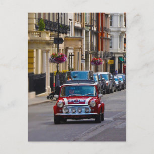 Red Mini Cooper Car Cityのシーンはがき ポストカード