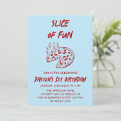 Red Minimal Slice of Fun Pizza Birthday  招待状 (スタンド正面)