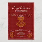 Red Minimal Tamil Kolam Pongal 招待状 (正面)