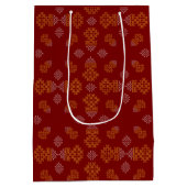 Red Minimal Tamil Kolam Pongal Design ミディアムペーパーバッグ (裏面)