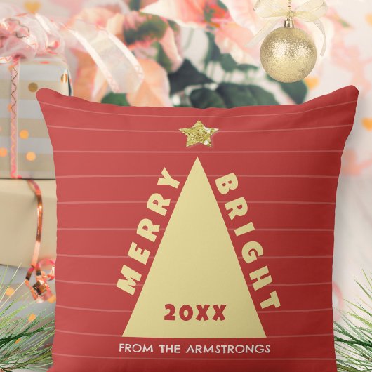 Red Minimalist Christmas Tree クッション