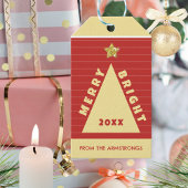 Red Minimalist Christmas Tree Name ギフトタグ