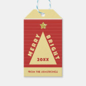 Red Minimalist Christmas Tree Name ギフトタグ (正面)