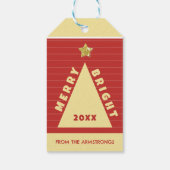 Red Minimalist Christmas Tree Name ギフトタグ (裏面)