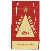 Red Minimalist Christmas Tree Name スモールペーパーバッグ (正面)