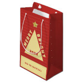 Red Minimalist Christmas Tree Name スモールペーパーバッグ (正面アングル)