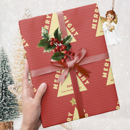 Red Minimalist Christmas Tree Pattern ラッピングペーパー