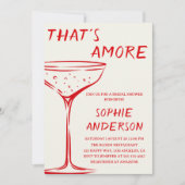 Red Minimalist Cocktail Bridal Shower 招待状 (正面)