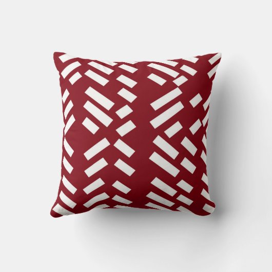 Red Minimalist Diagonal Striped Pattern With Name クッション (裏面)