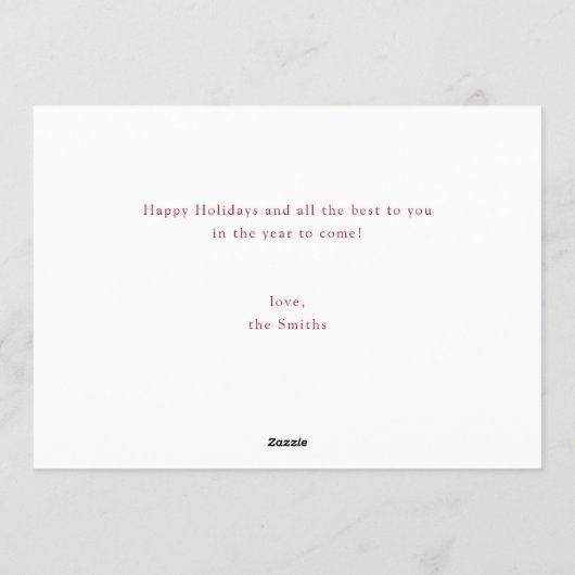 Red Minimalist Elegant Script Merriest Christmas シーズンカード (裏面)