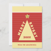 Red Minimalist Geometric Christmas Tree シーズンカード (正面)