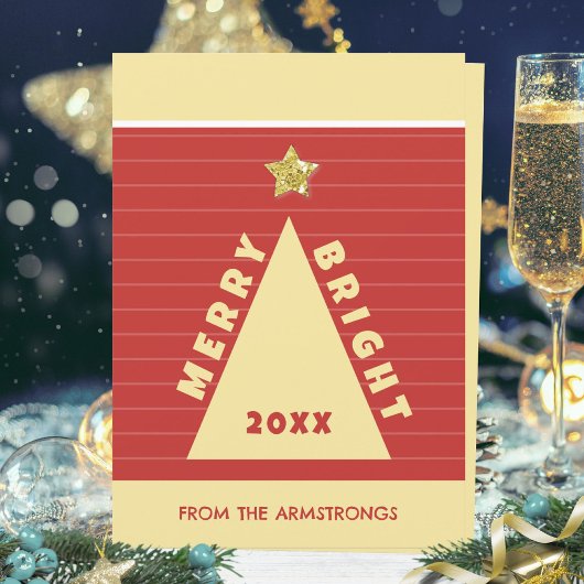 Red Minimalist Geometric Christmas Tree シーズンカード