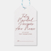 Red Minimalist Modern Script Feliz Navidad ギフトタグ (正面)