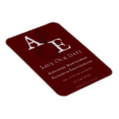 Red Minimalist Monogram日付の保存 マグネット (右側)