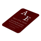 Red Minimalist Monogram日付の保存 マグネット (左側)