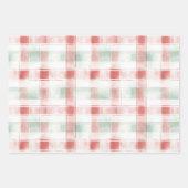 Red Mint Cream Christmas Bows Peppermint Stripes ラッピングペーパーシート (正面3)