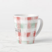 Red Mint Peppermint Mocha Plaid Stripes Christmas カフェラテマグ (右アングル)