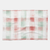 Red Mint Peppermint Mocha Plaid Stripes Christmas キッチンタオル (横)