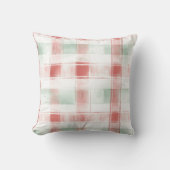 Red Mint Peppermint Mocha Plaid Stripes Christmas クッション (正面)