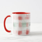 Red Mint Peppermint Mocha Plaid Stripes Christmas マグカップ (左)
