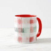 Red Mint Peppermint Mocha Plaid Stripes Christmas マグカップ (正面右)