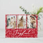 Red Mistletoe Doodles 3 Photos Joyful  シーズンカード (スタンド正面)