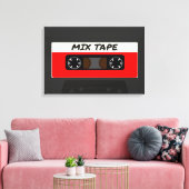 Red Mix Tape - 80sおよび90sレトロギフトインスパイア キャンバスプリント (インサイチュ (リビング))