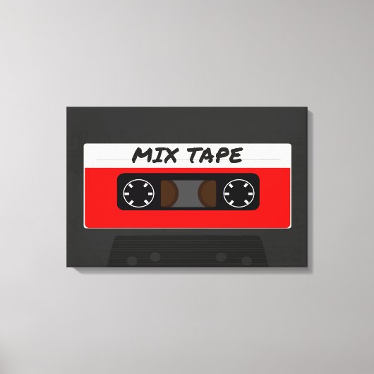 Red Mix Tape - 80sおよび90sレトロギフトインスパイア キャンバスプリント (正面)