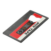Red Mix Tape - 80sおよび90sレトロギフトインスパイア クレジットカード栓抜き (正面アングル)