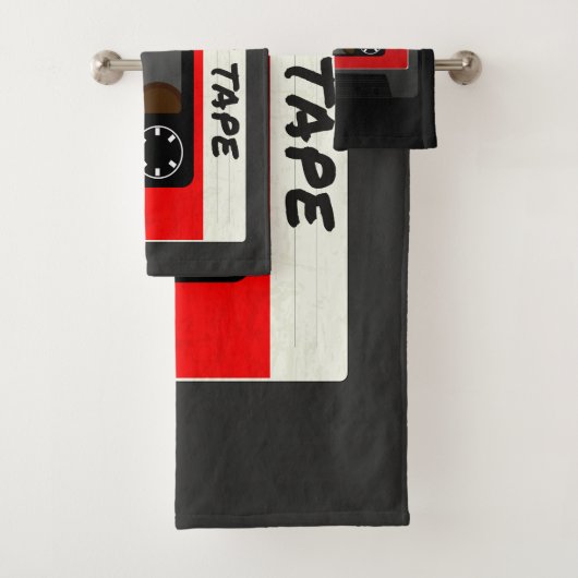 Red Mix Tape - 80sおよび90sレトロギフトインスパイア バスタオルセット (インサイチュ)