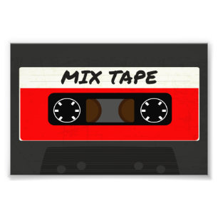 Red Mix Tape - 80sおよび90sレトロギフトインスパイア フォトプリント