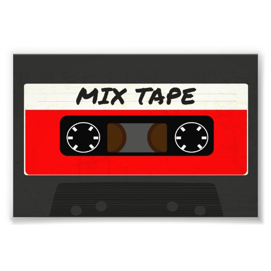 Red Mix Tape - 80sおよび90sレトロギフトインスパイア フォトプリント (正面)