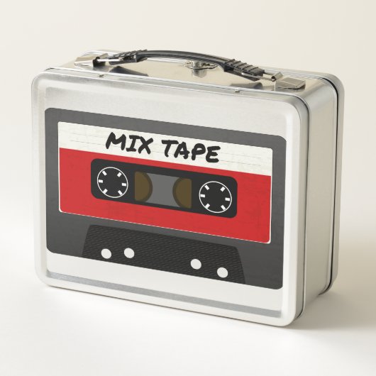Red Mix Tape - 80sおよび90sレトロギフトインスパイア メタルランチボックス (裏面)