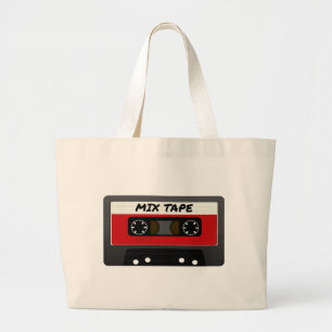 Red Mix Tape - 80sおよび90sレトロギフトインスパイア ラージトートバッグ