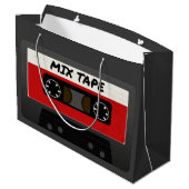Red Mix Tape - 80sおよび90sレトロギフトインスパイア ラージペーパーバッグ (裏面アングル)