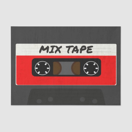 Red Mix Tape - 80sおよび90sレトロギフトインスパイア 薄葉紙 (正面)