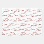 Red Modern Merry Christmas ラッピングペーパーシート (正面3)