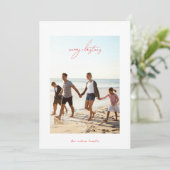 red modern merry christmas calligraphy photo frame シーズンカード (スタンド正面)