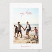 red modern merry christmas calligraphy photo frame シーズンカード (正面)