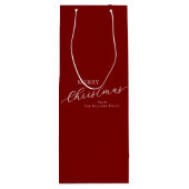 Red Modern Minimalist Merry Christmas ワインギフトバッグ (裏面)
