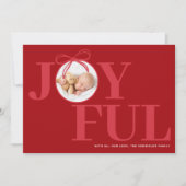 Red Modern Typography Baby Photo Christmas シーズンカード (正面)