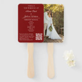 Red Modern Wedding Ceremony Program Hand fans ハンドファン (正面&裏面)