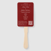 Red Modern Wedding Ceremony Program Hand fans ハンドファン (正面)