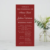 Red Modern  Wedding Timeline and Party QR Code プログラム (スタンド正面)