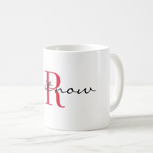 Red Monogram Initial 'do it now' Design 11oz コーヒーマグカップ (正面右)