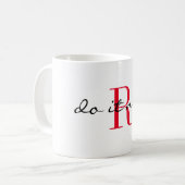 Red Monogram Initial 'do it now' Design 11oz コーヒーマグカップ (正面左)