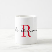 Red Monogram Initial 'do it now' Design 11oz コーヒーマグカップ (中央)