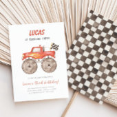 Red Monster Truck Any Age Birthday Party 招待状