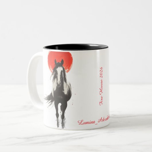 Red Moon Fire Horse Mug ツートーンマグカップ (正面左)